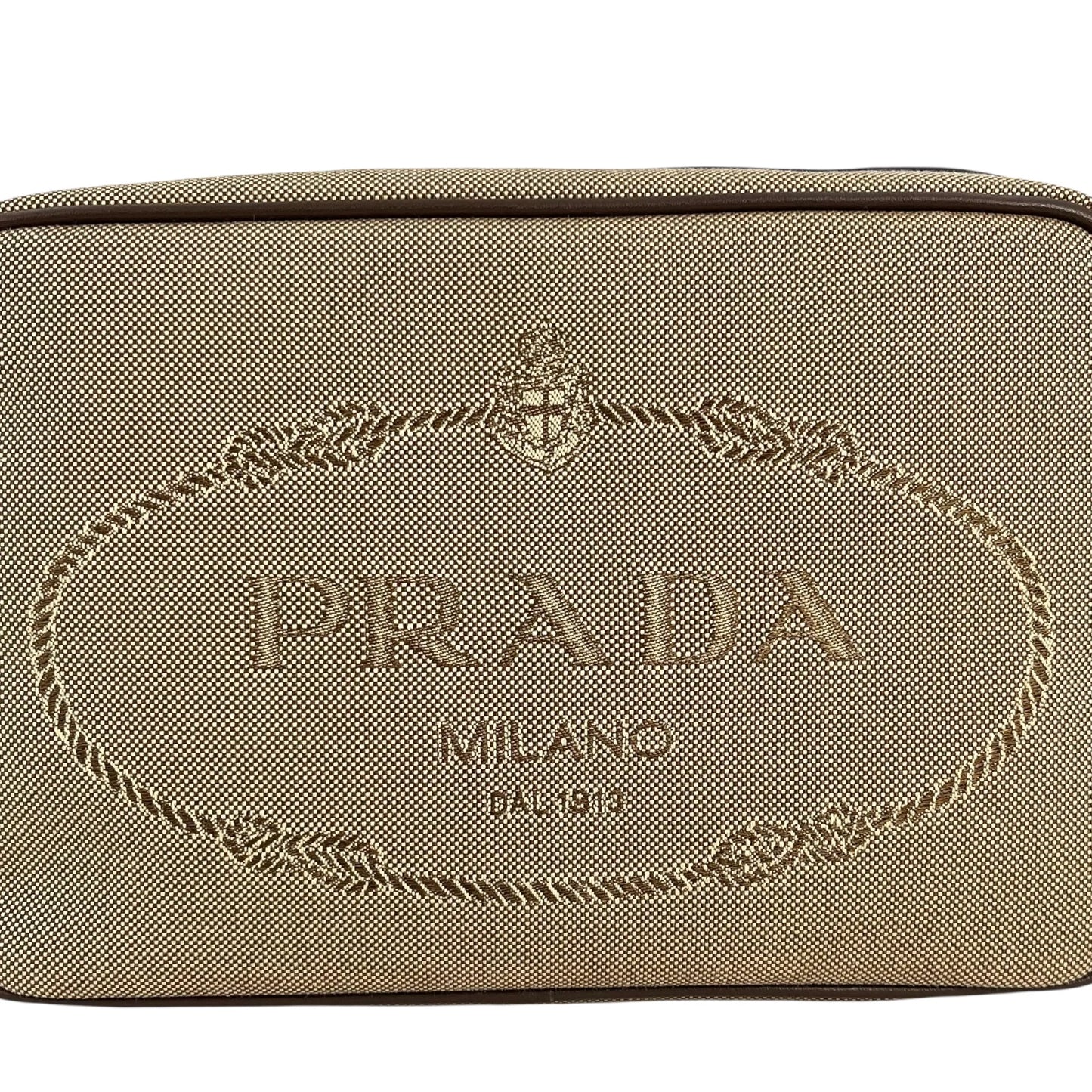 PRADA プラダロゴ ジャカード ショルダーバッグ - ベージュ