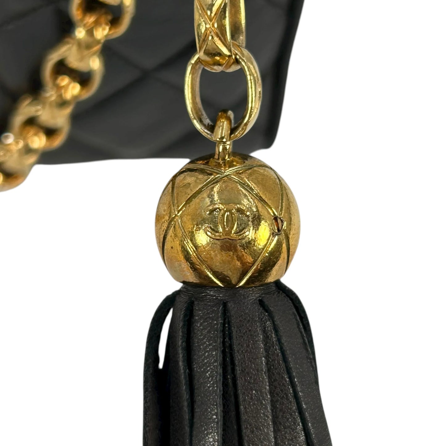 CHANEL Matelasse Tassel Chain Shoulder Bag - Black 