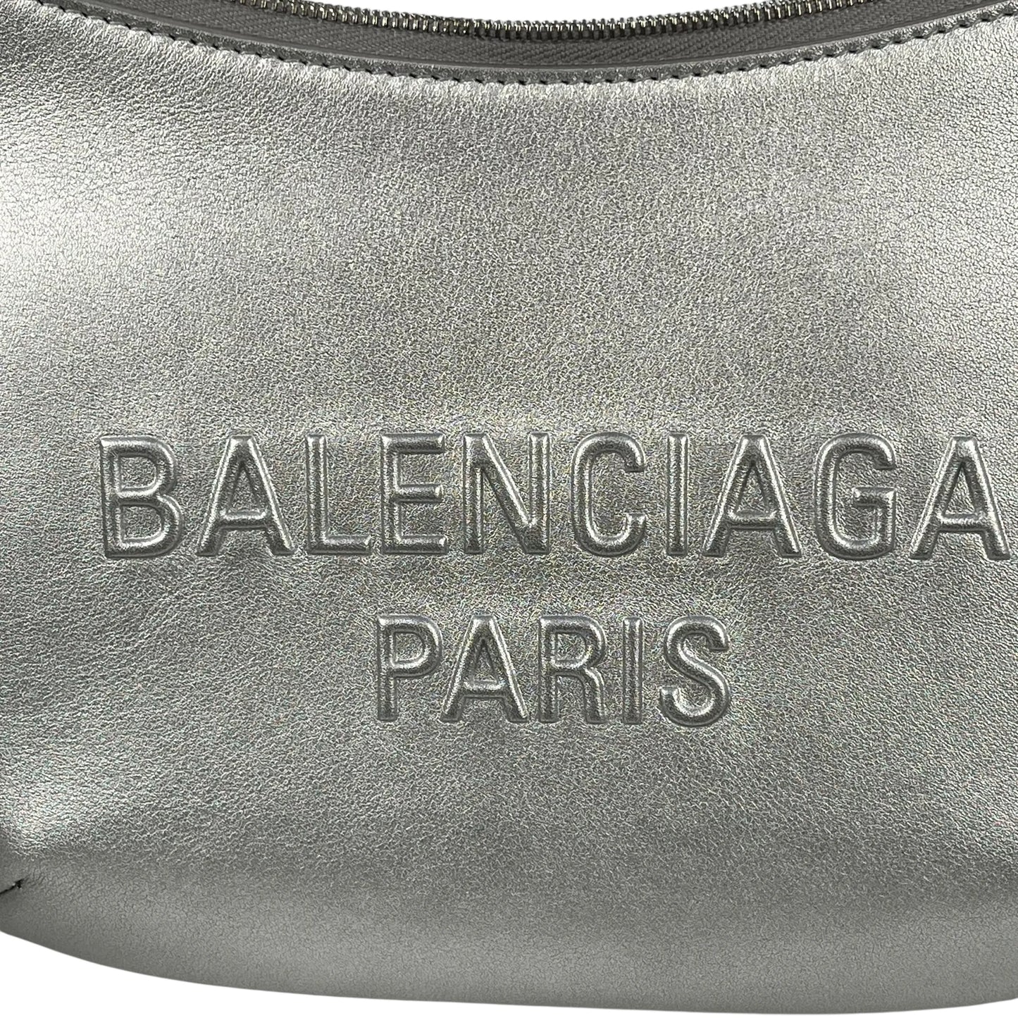 BALENCIAGA Mary Kate Leather Shoulder Bag - Silver 