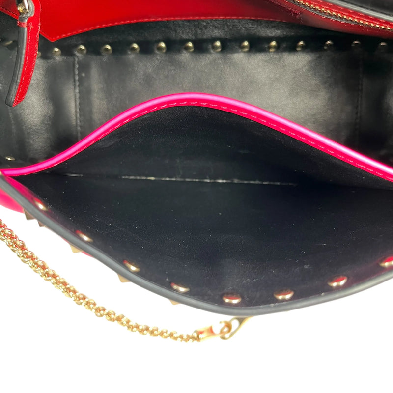 Valentino ガラヴァーニ ミディアム ロックスタッズ スパイク ショルダーバッグ ハンドバッグ - ピンク