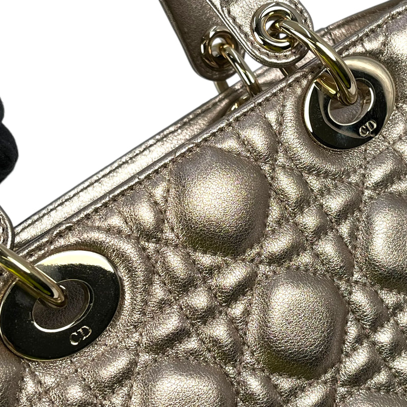 Christian Dior Lady Dior Cannage Calfskin Handbag/Shoulder Bag - Gold