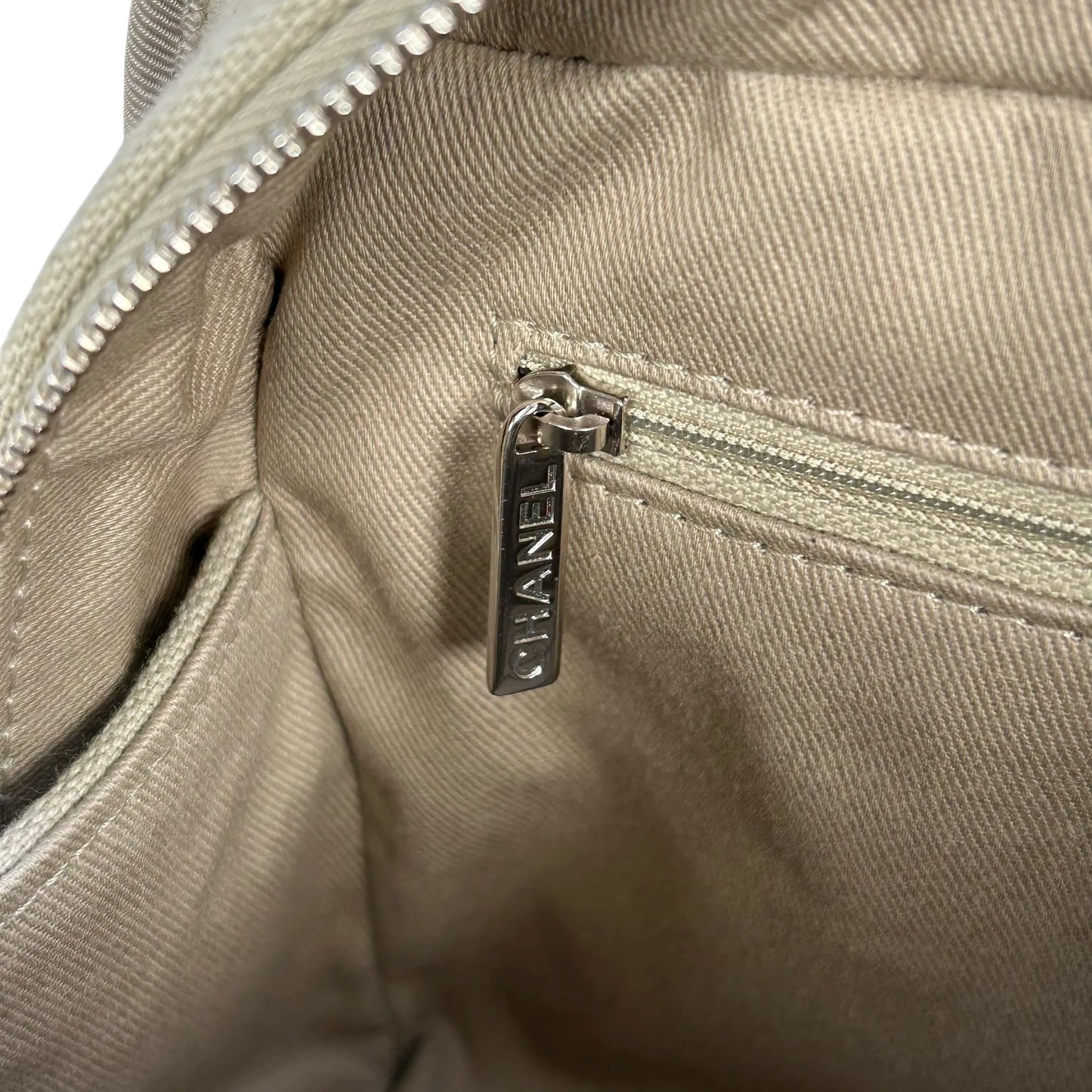 CHANEL Deauville Bowling Canvas Handbag/Shoulder Bag - Beige 