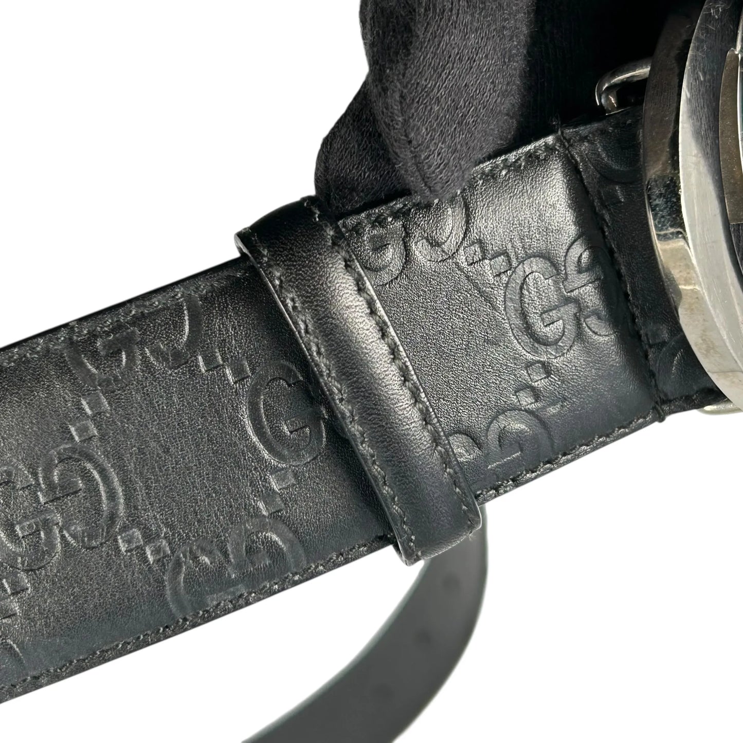 GUCCI グッチシマ GGロゴ レザー ベルト - ブラック