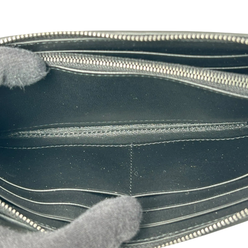 BOTTEGA VENETA Intrecciato Leather Round Zip Long Wallet - Black 