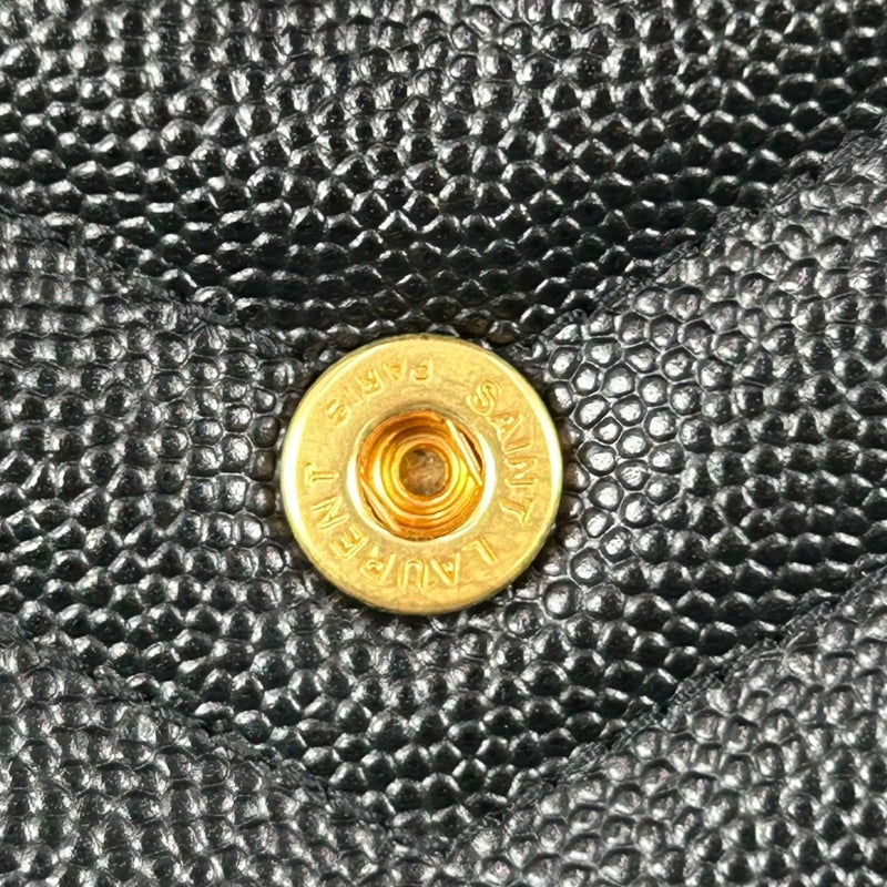 Saint Laurent Cassandra Envelope Calf Leather Chain Wallet - Black 