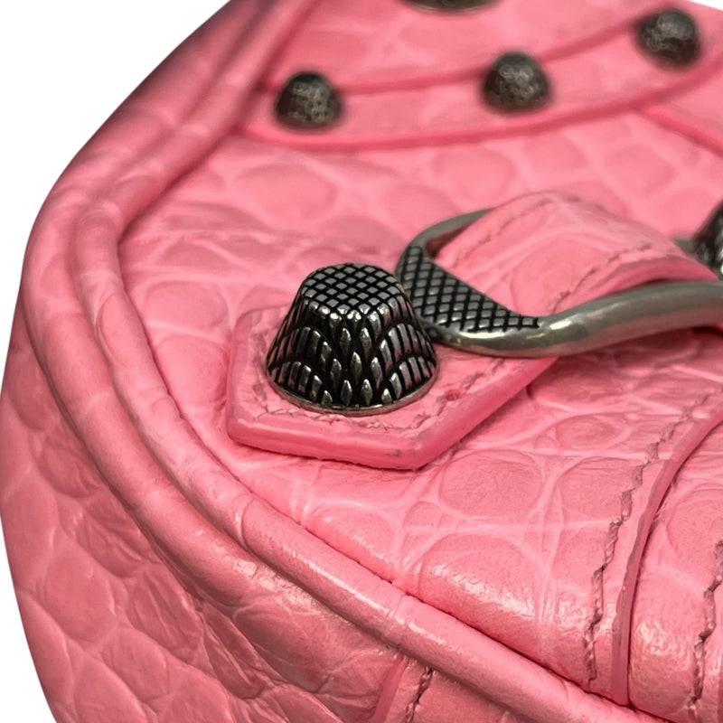 BALENCIAGA Le Cagole Leather Mini Handbag/Shoulder Bag - Pink 