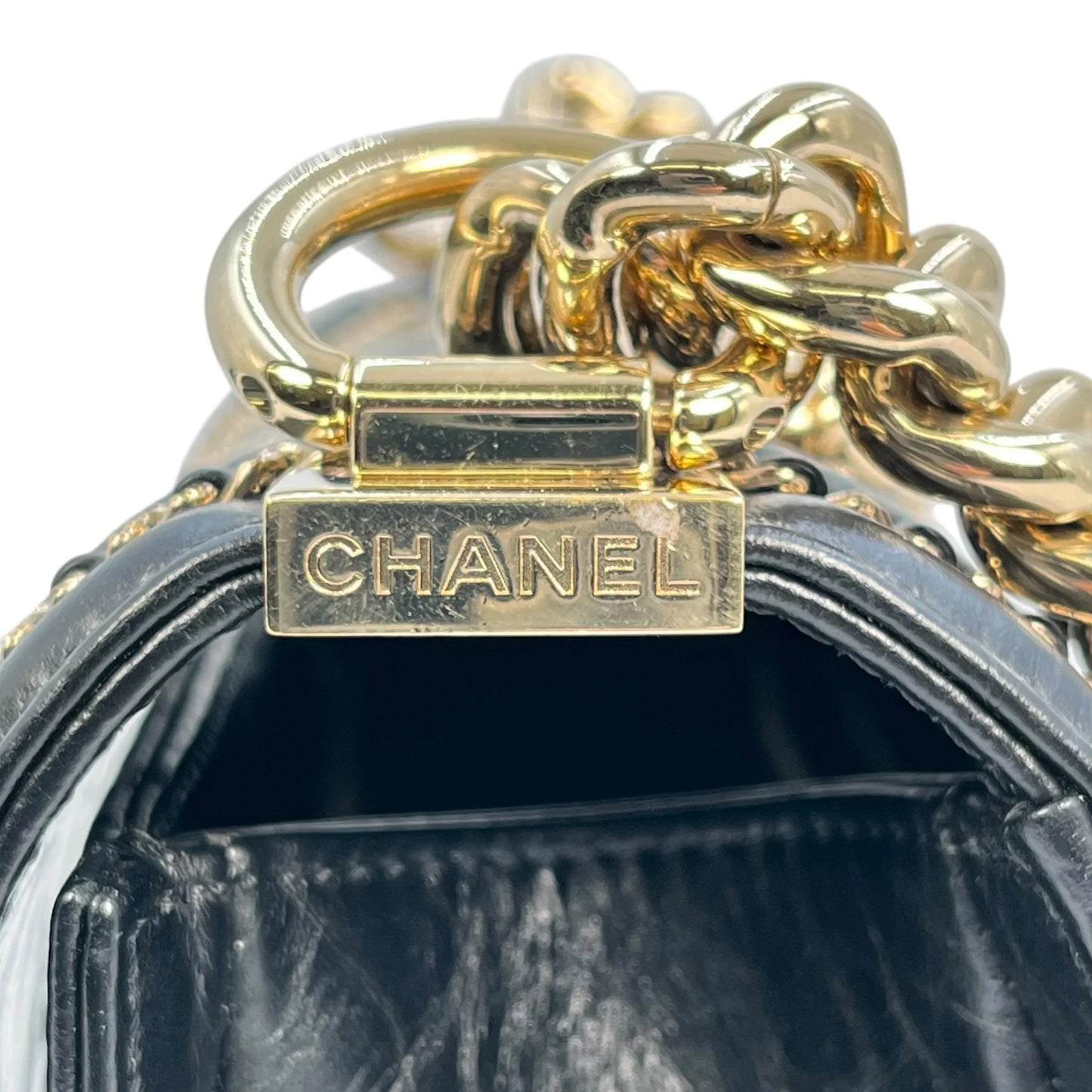 CHANEL Boy Chanel 20 Studded Calfskin Chain Shoulder Bag - Black 
