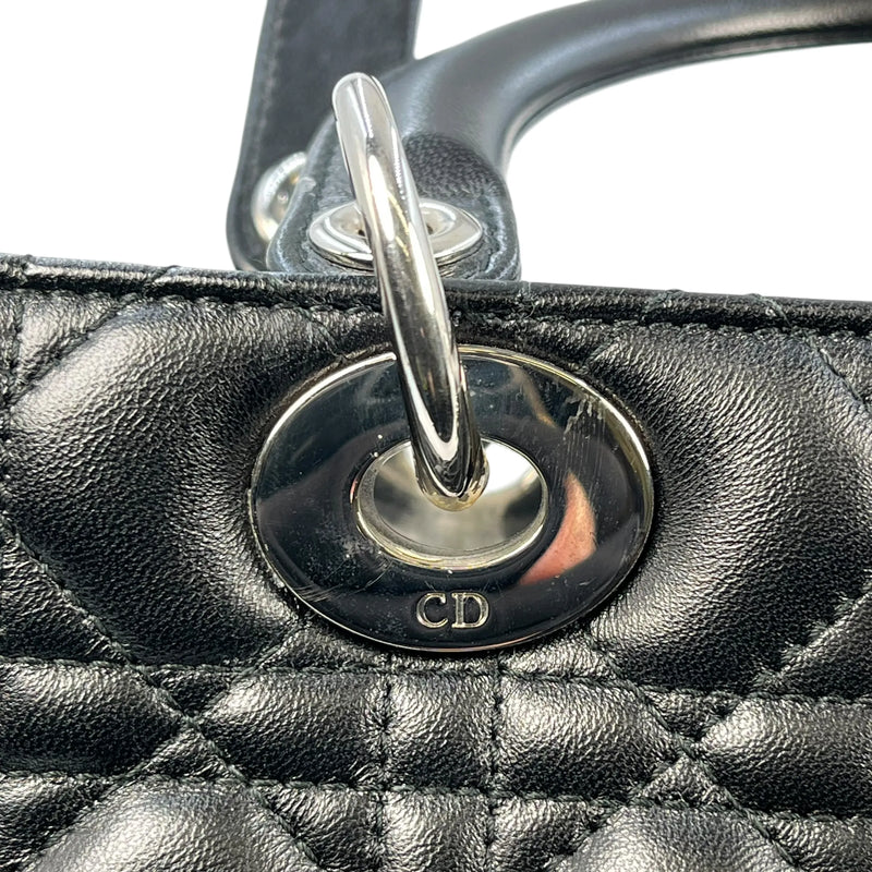 Christian Dior Lady Dior Cannage Lambskin Handbag/Shoulder Bag - Black 