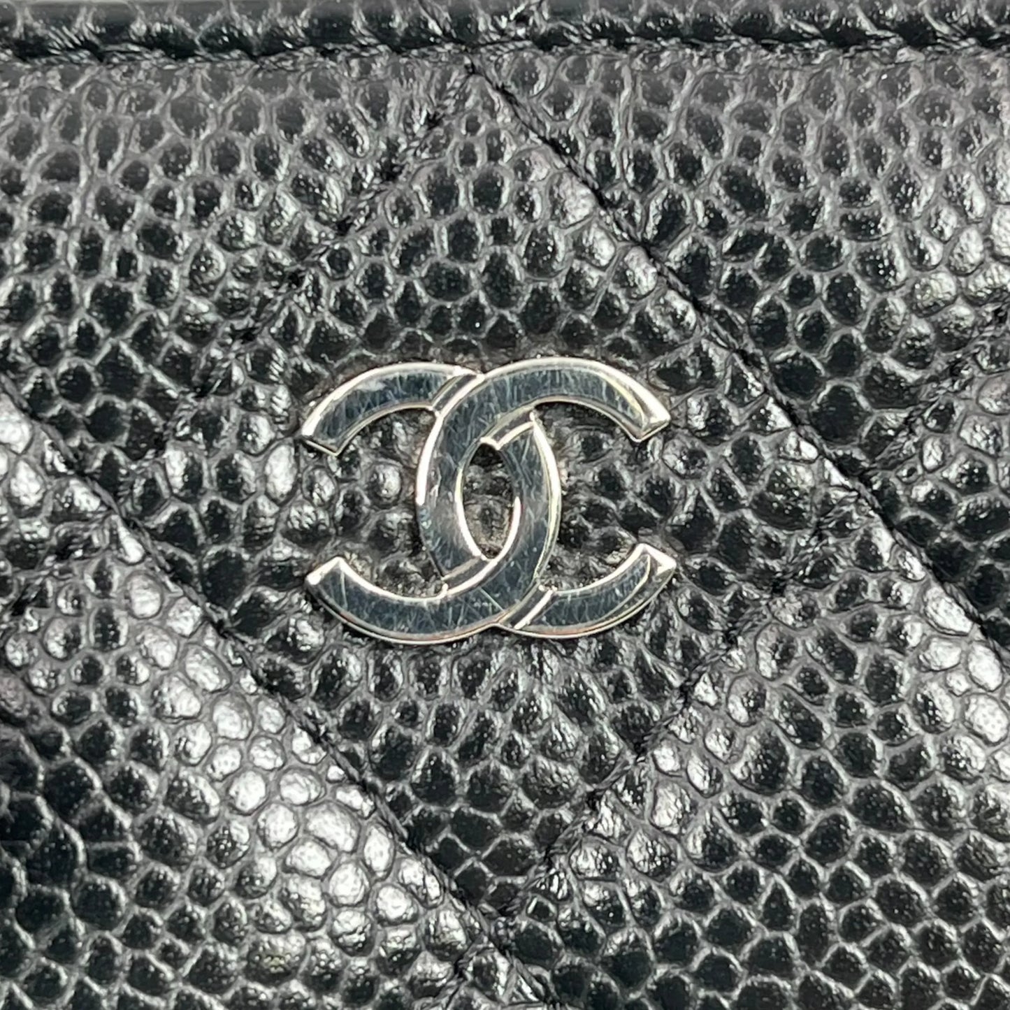 CHANEL マトラッセ キャビアスキン クラシックジップ コインケース - ブラック