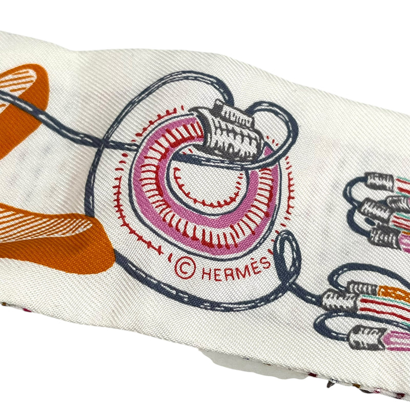 Hermès Twilly Scarf Kanta Chevaloscope Neon - White x Multicolor 