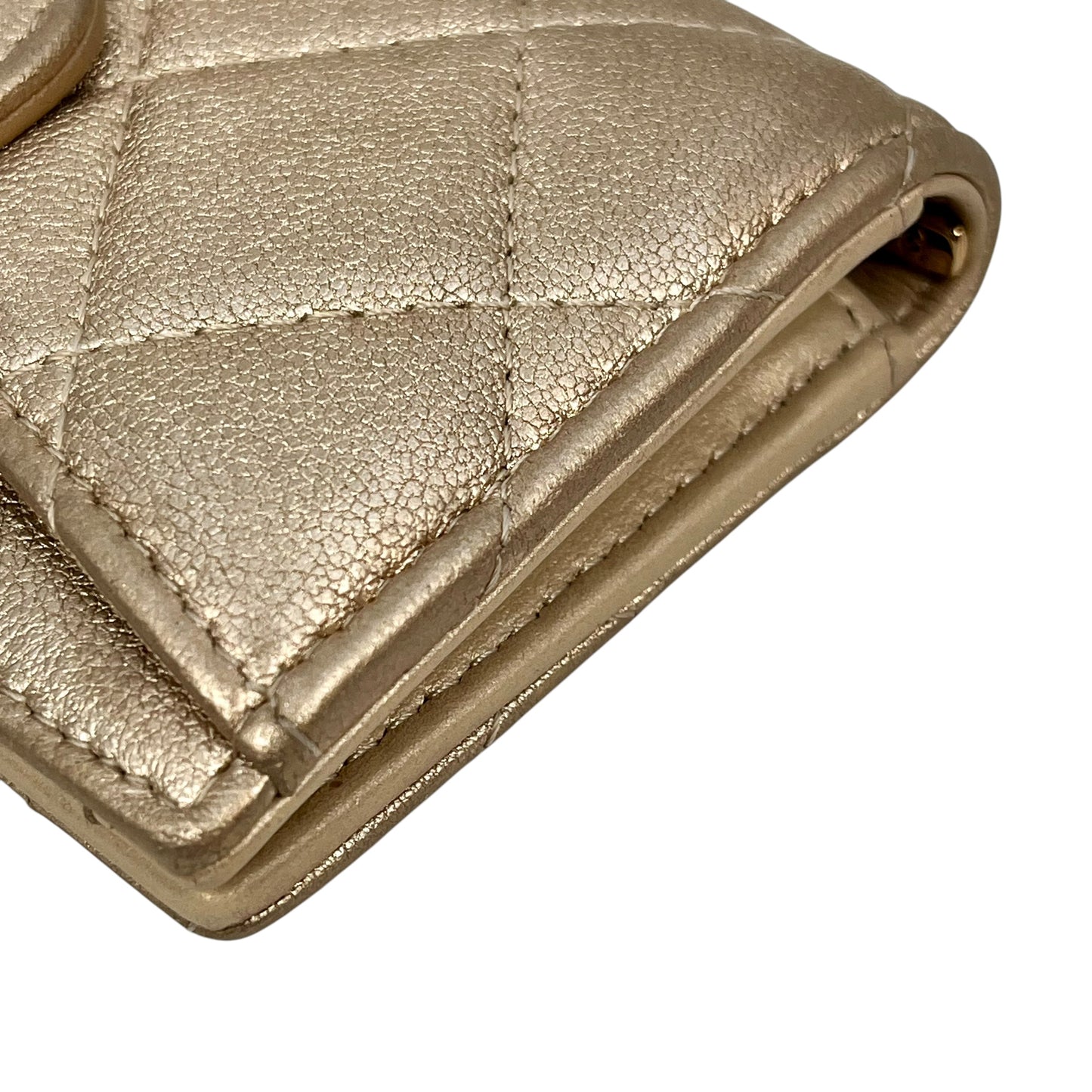 CHANEL Matelasse Metallic Bifold Compact Wallet - Gold 