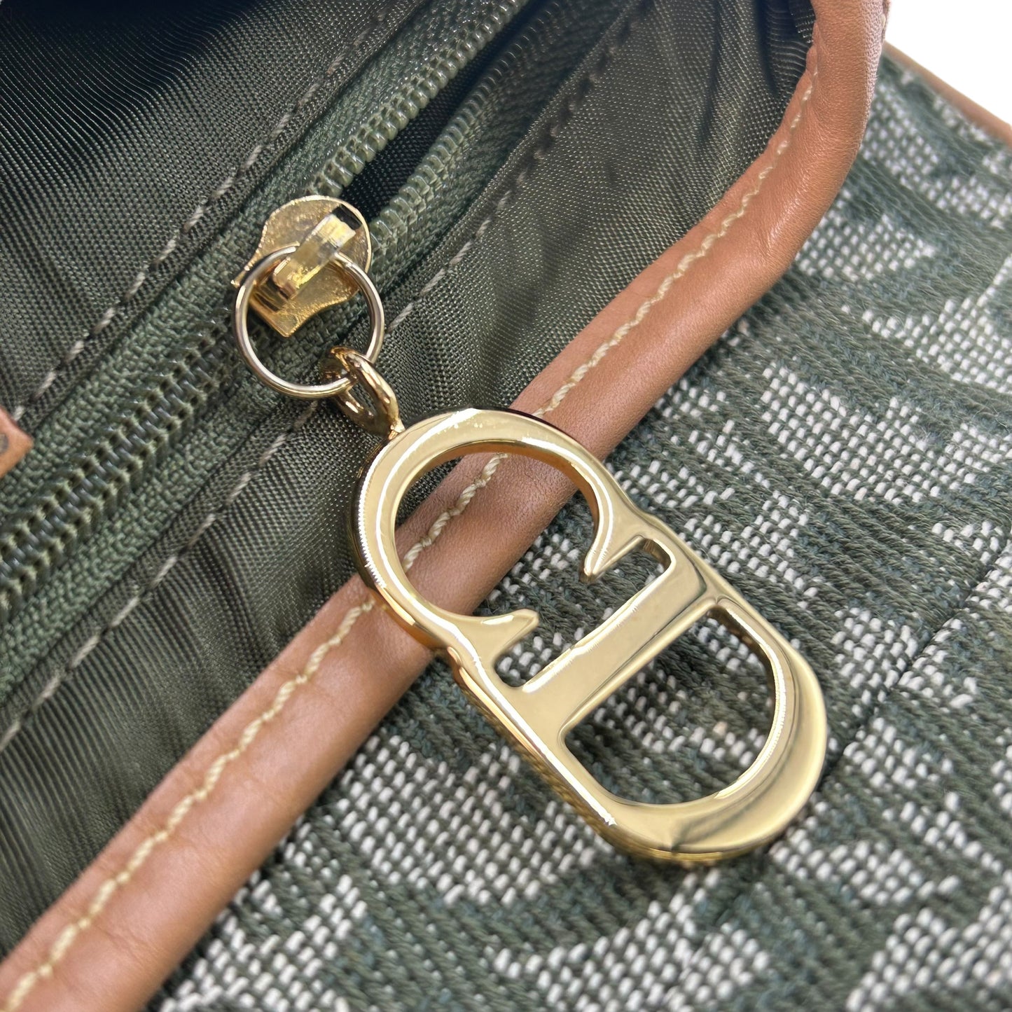 Dior サドル トロッター キャンバス ハンドバッグ ショルダーバッグ - カーキ × ベージュ