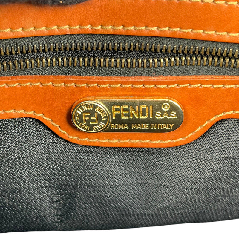 FENDI ペカン ロゴ ストライプ ハンドバッグ - ブラウン