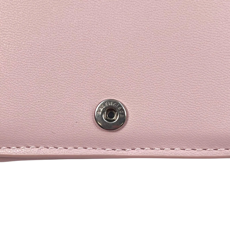 BALENCIAGA Cash Mini Leather Tri-fold Compact Wallet - Pink