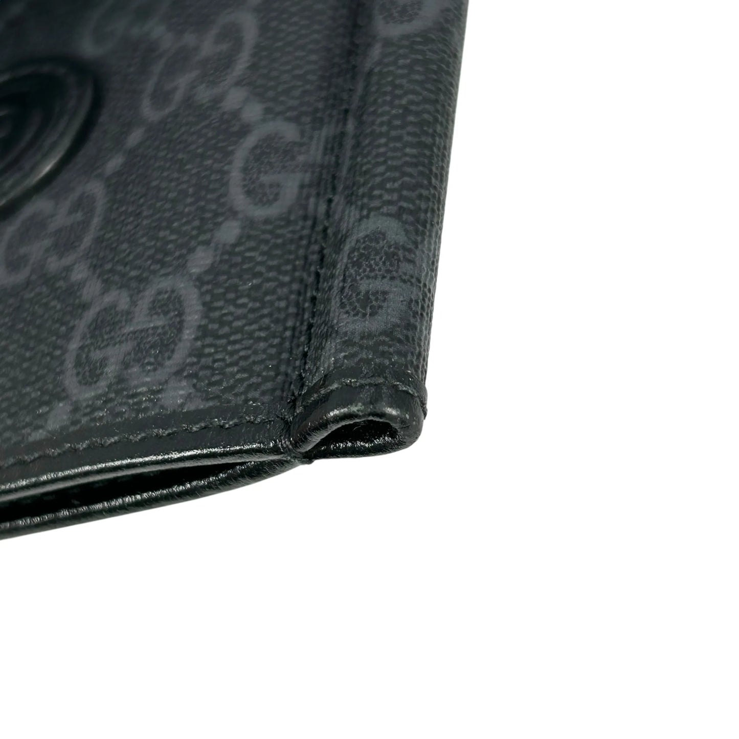 GUCCI Interlocking G GG Supreme Money Clip Compact Wallet - Black 