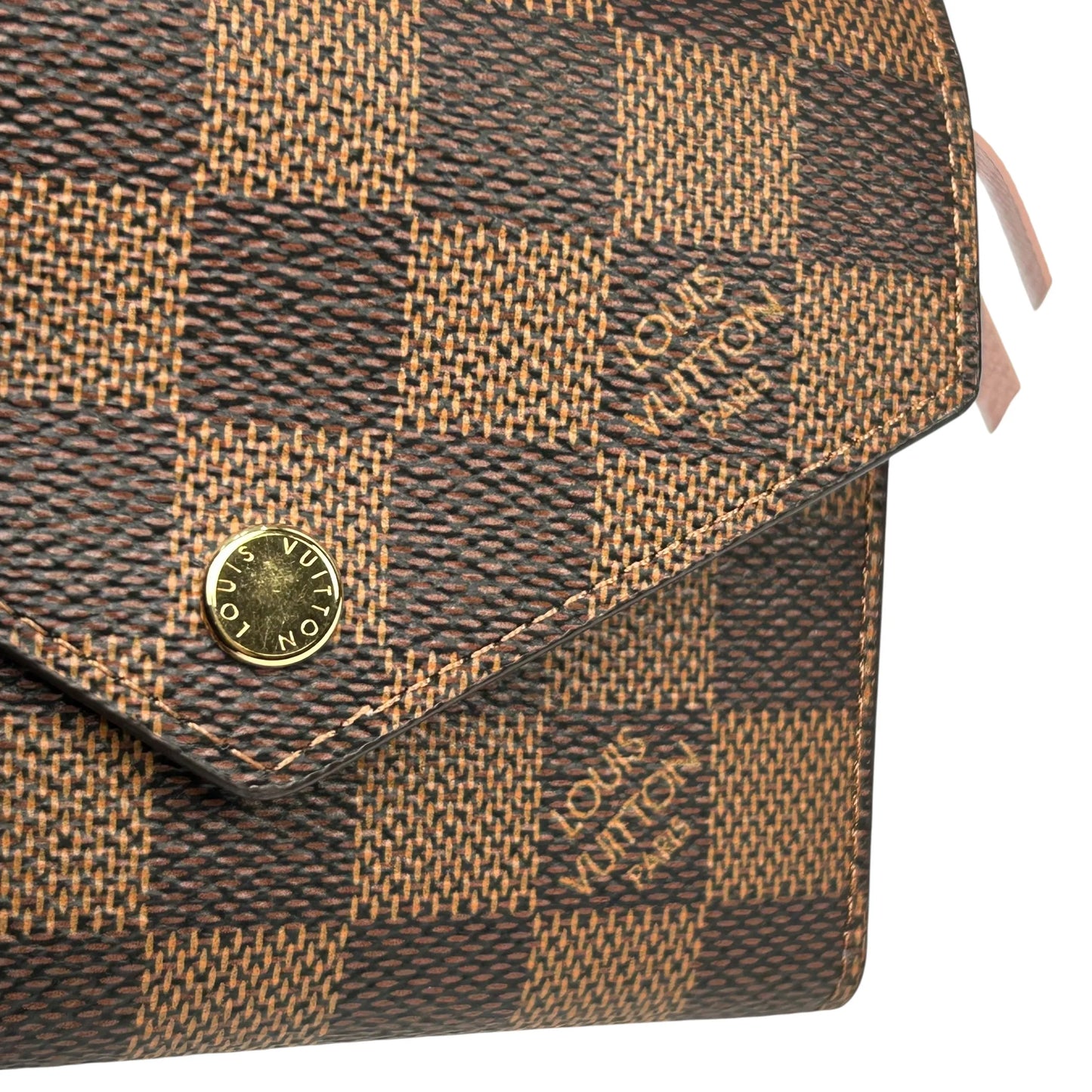 Louis Vuitton Damier Ebene Victorine Portefeuille Tri-fold Compact Wallet - Dark Brown 