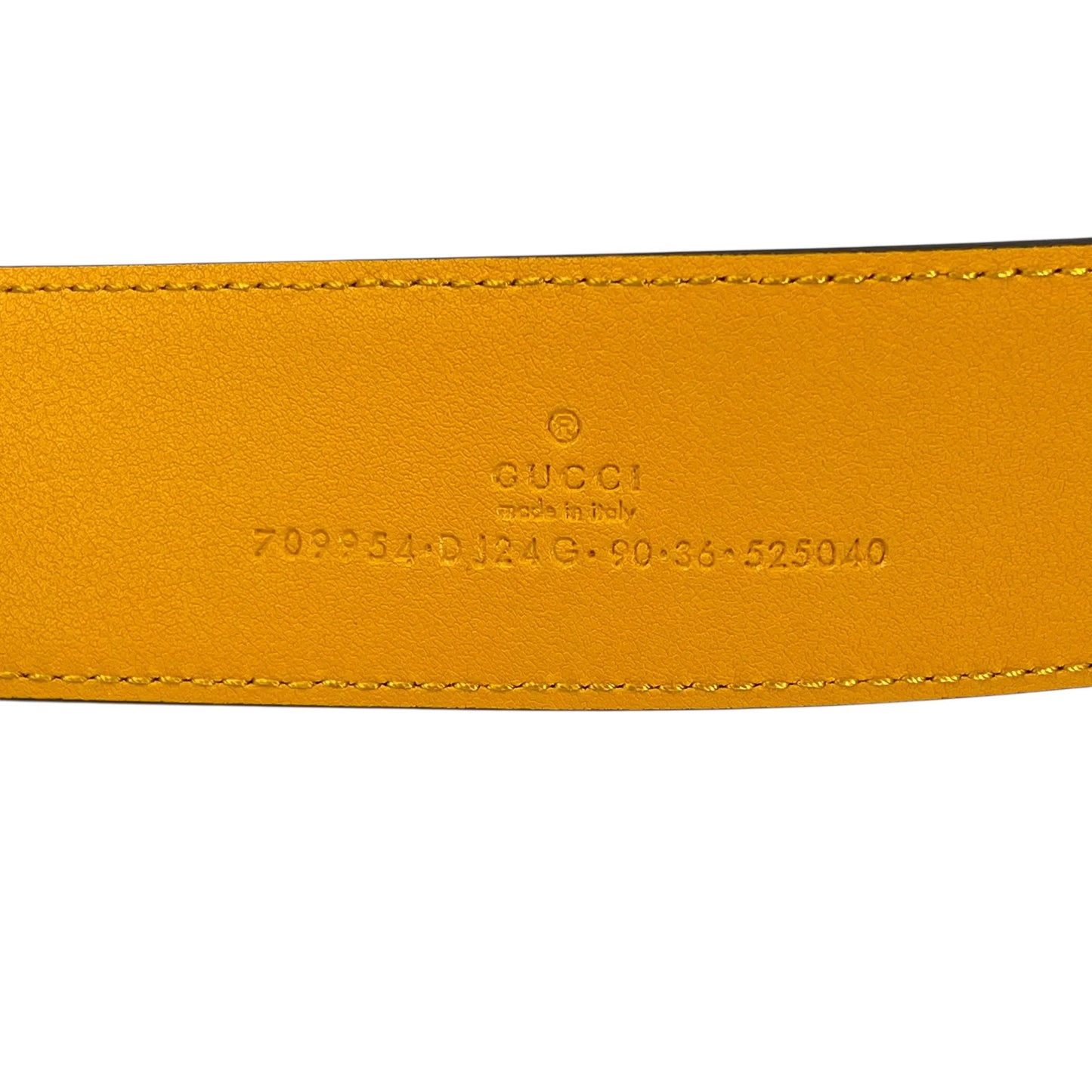 GUCCI Reversible Leather Belt with Memorable Buckle - Orange and Blue 