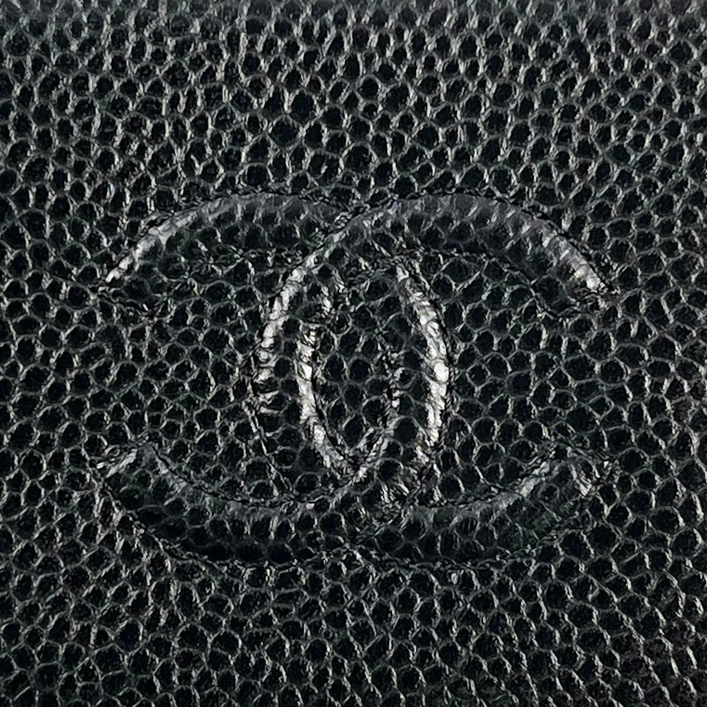 CHANEL CCロゴ キャビアスキン ジッピー カードケース コインケース - ブラック