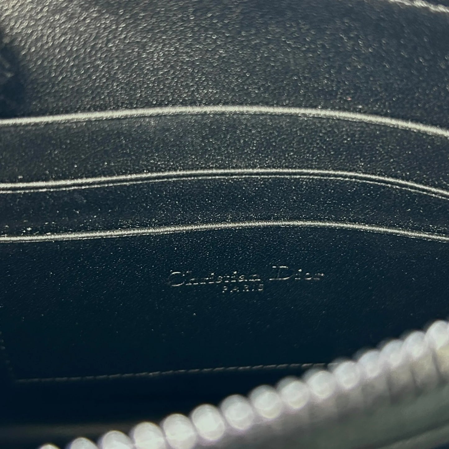 Dior Caro Chain Pouch Cannage Calfskin Chain Wallet Shoulder Bag - Black 