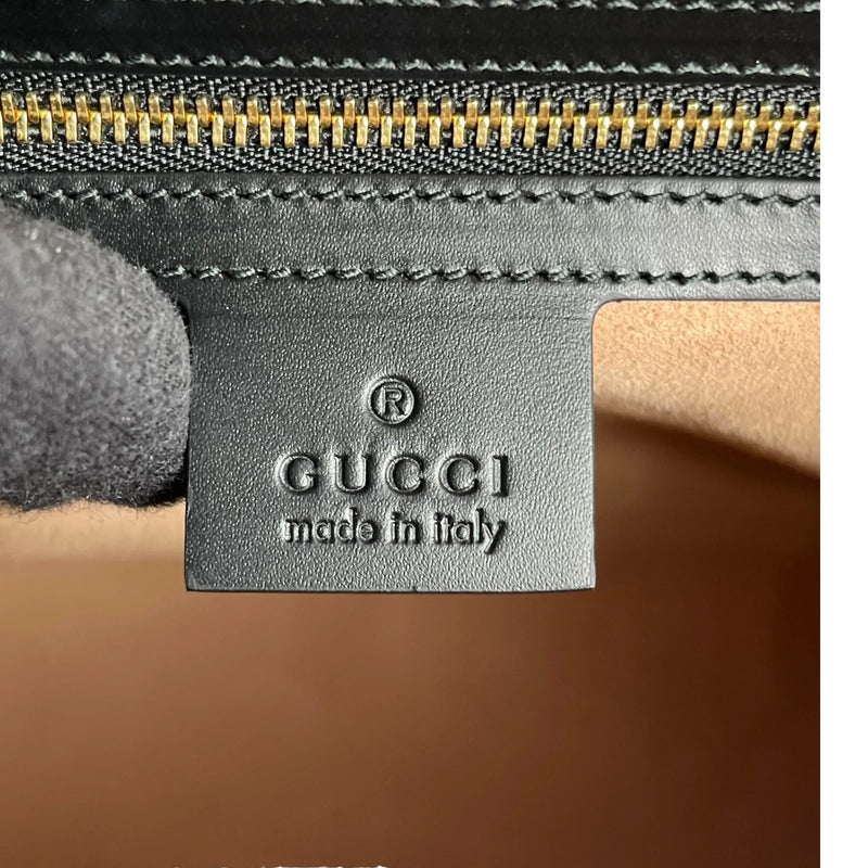 GUCCI Guccissima Padlock Top Handle Leather Hand Bag - Black 