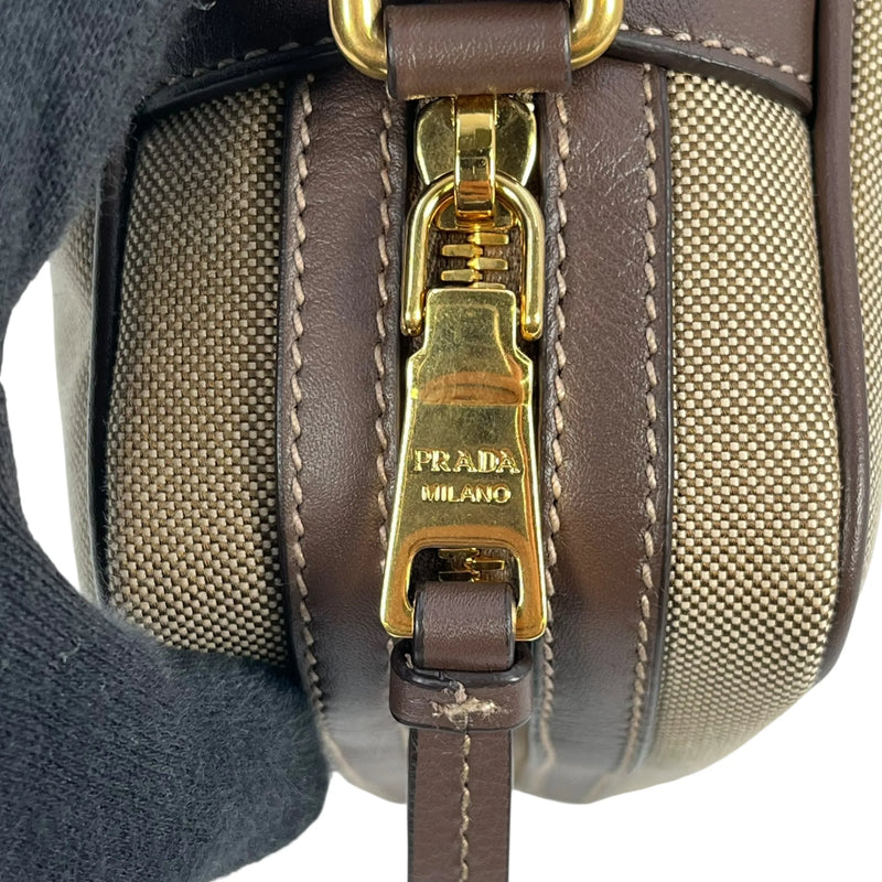 PRADA プラダロゴ ジャカード ショルダーバッグ - ベージュ