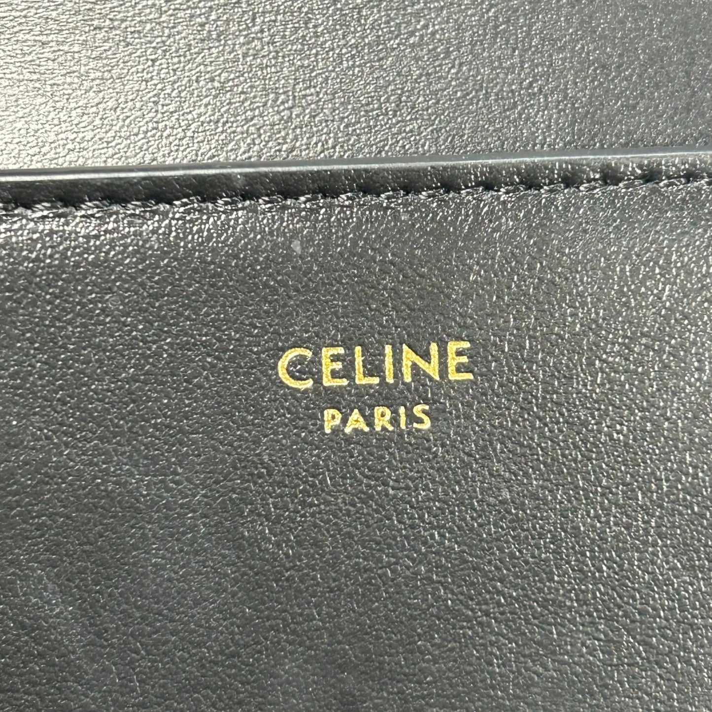 CELINE Vise Coin Triomphe Compact Wallet in Shiny Calfskin - Black 