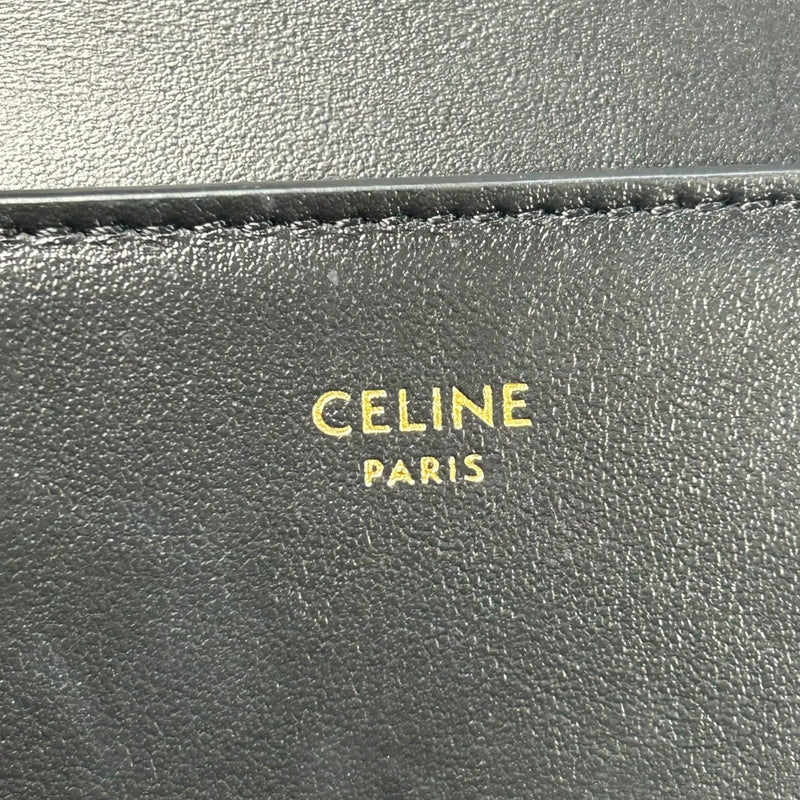 CELINE Vise Coin Triomphe Compact Wallet in Shiny Calfskin - Black 