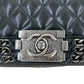 CHANEL Boy Chanel Leather Chain Shoulder Bag - Black 