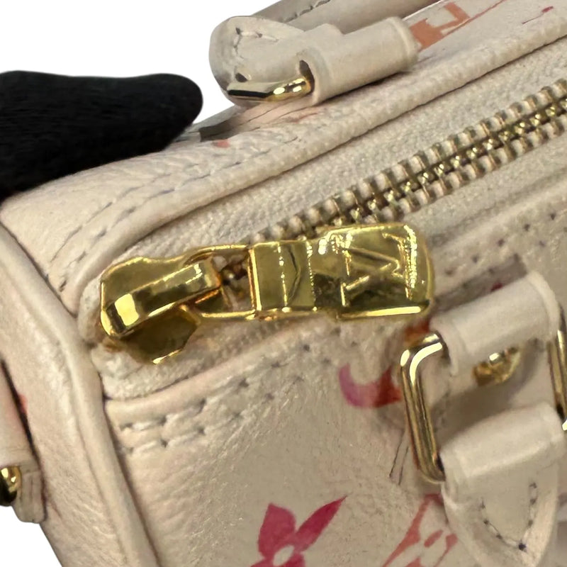 LOUIS VUITTON Nano Speedy Monogram Empreinte Handbag/Shoulder Bag - White 