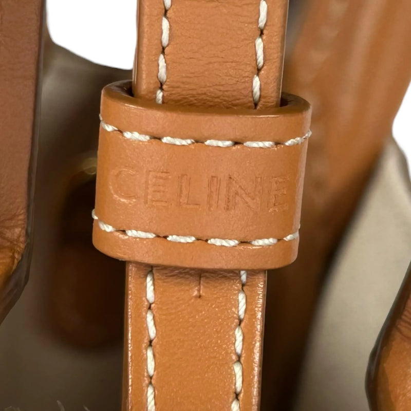 CELINE Mini Vertical Cabas Canvas Handbag/Shoulder Bag - White 