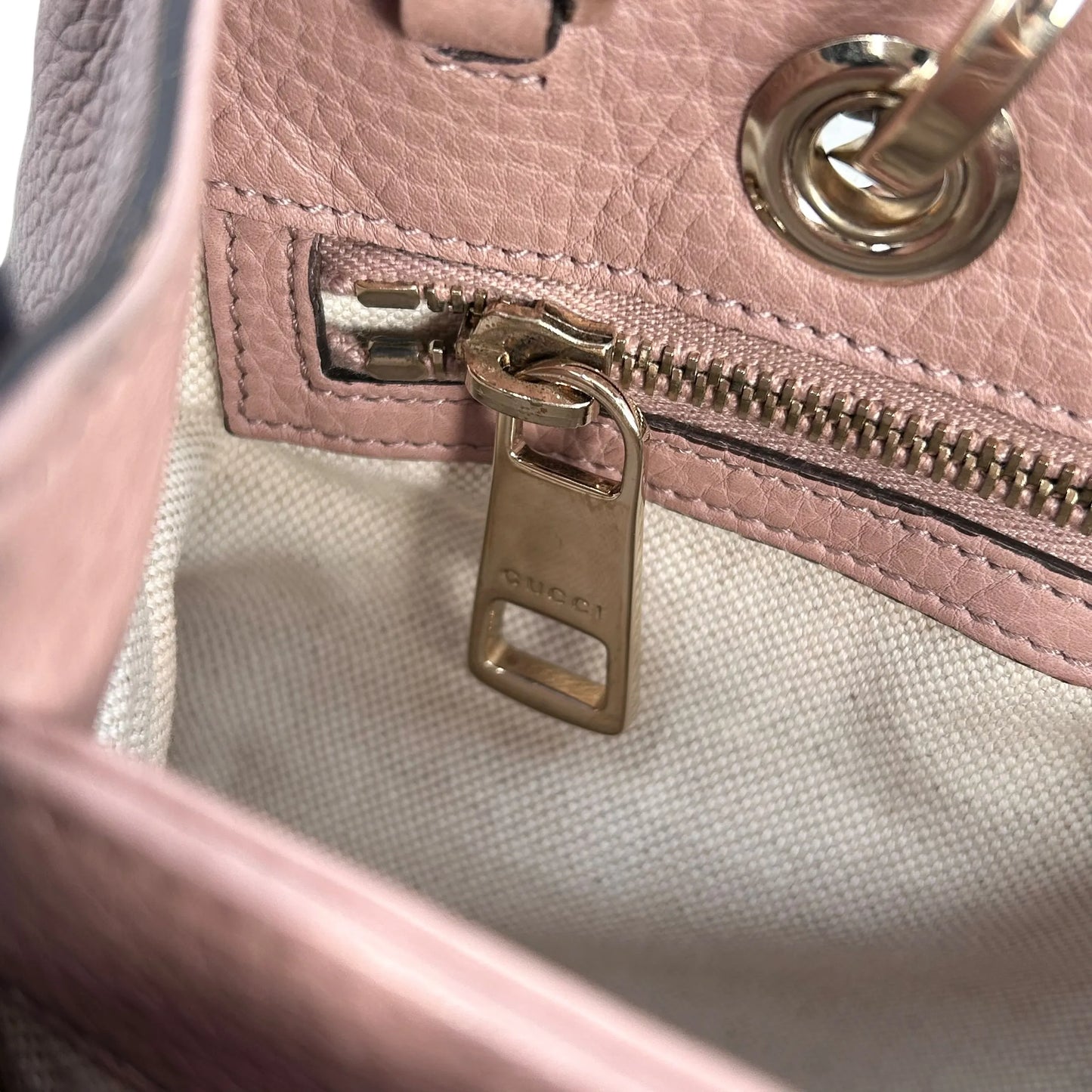 GUCCI Bamboo Leather Handbag/Shoulder Bag - Pink 