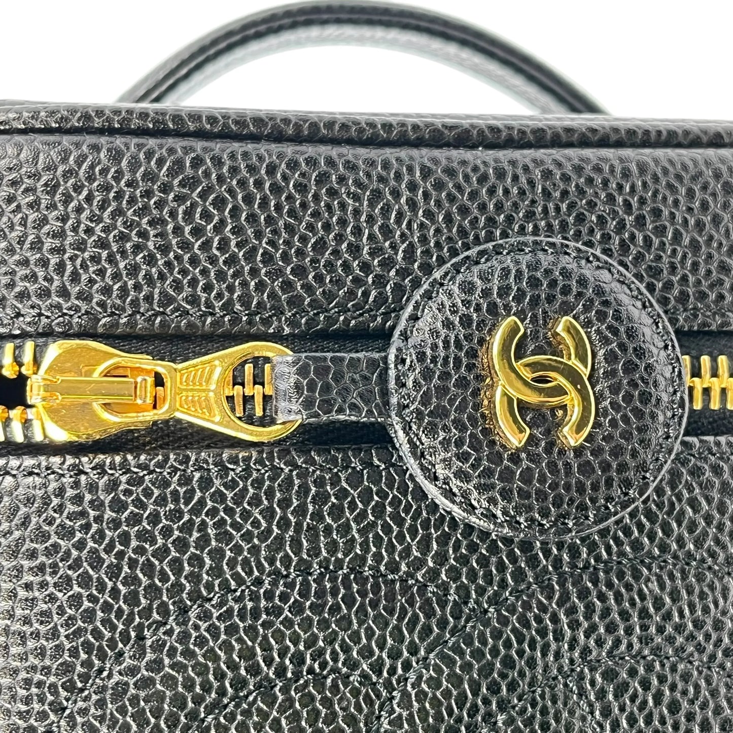 CHANEL Coco Mark Caviar Skin Vanity Bag Mini Bag - Black 
