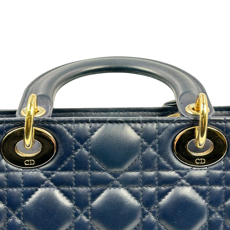 Christian Dior レディ ディオール ラムスキン ハンドバッグ ショルダーバッグ - ネイビー