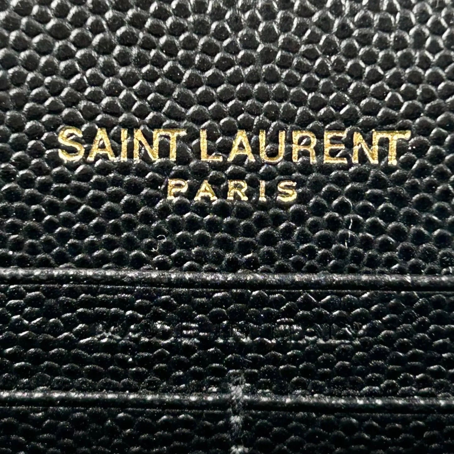 Saint Laurent Cassandra Envelope Calf Leather Chain Wallet - Black 
