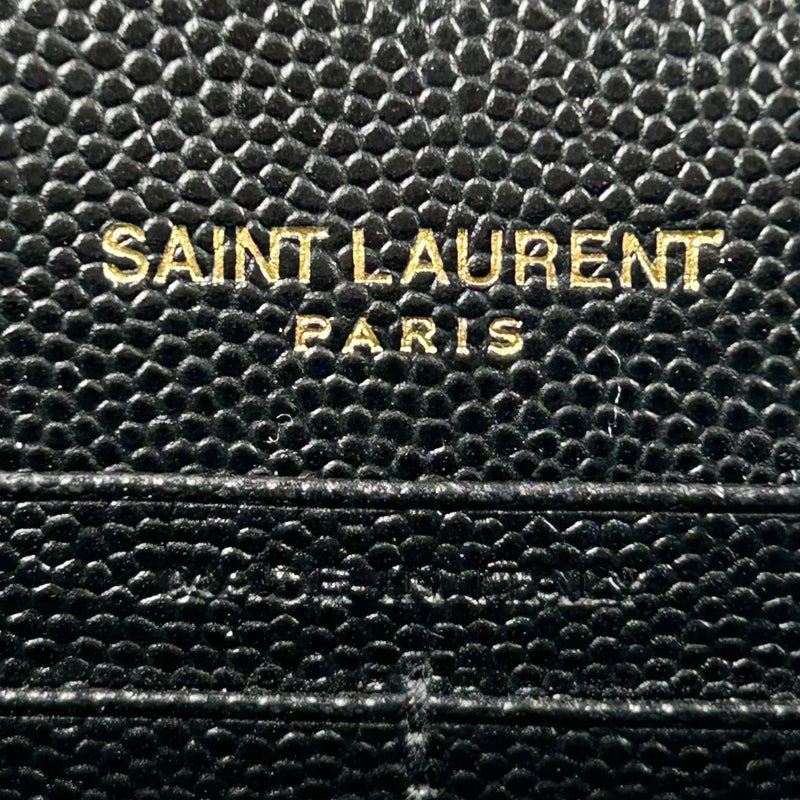 Saint Laurent Cassandra Envelope Calf Leather Chain Wallet - Black 
