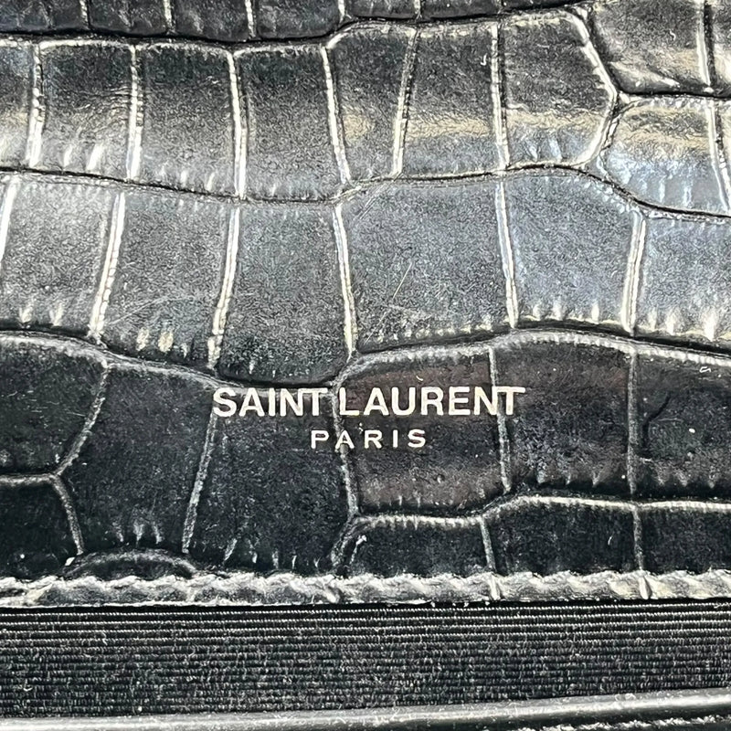 Saint Laurent ケイト タッセル ミディアム クロコダイルエンボスレザー チェーンショルダーバッグ - ブラック
