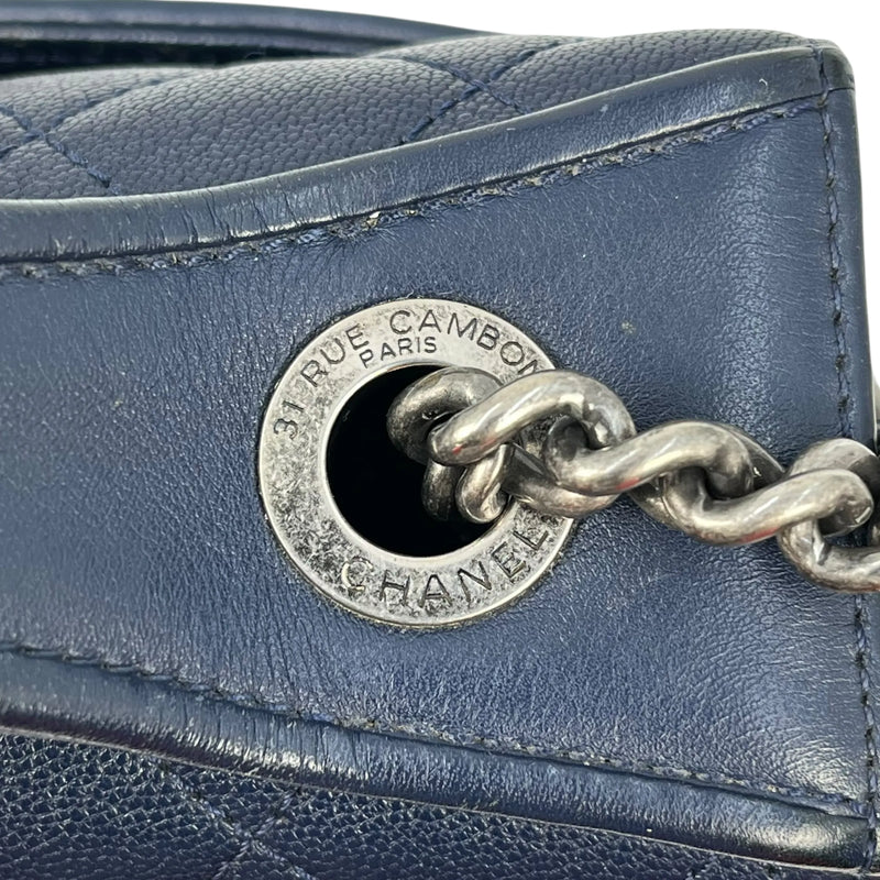 CHANEL CC University Matelasse Goatskin Chain Shoulder Bag - Navy 