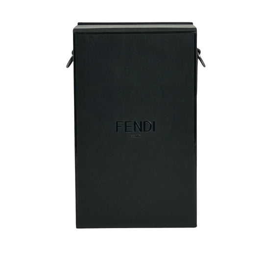 FENDI Leather Box Black Shoulder Bag - Black 