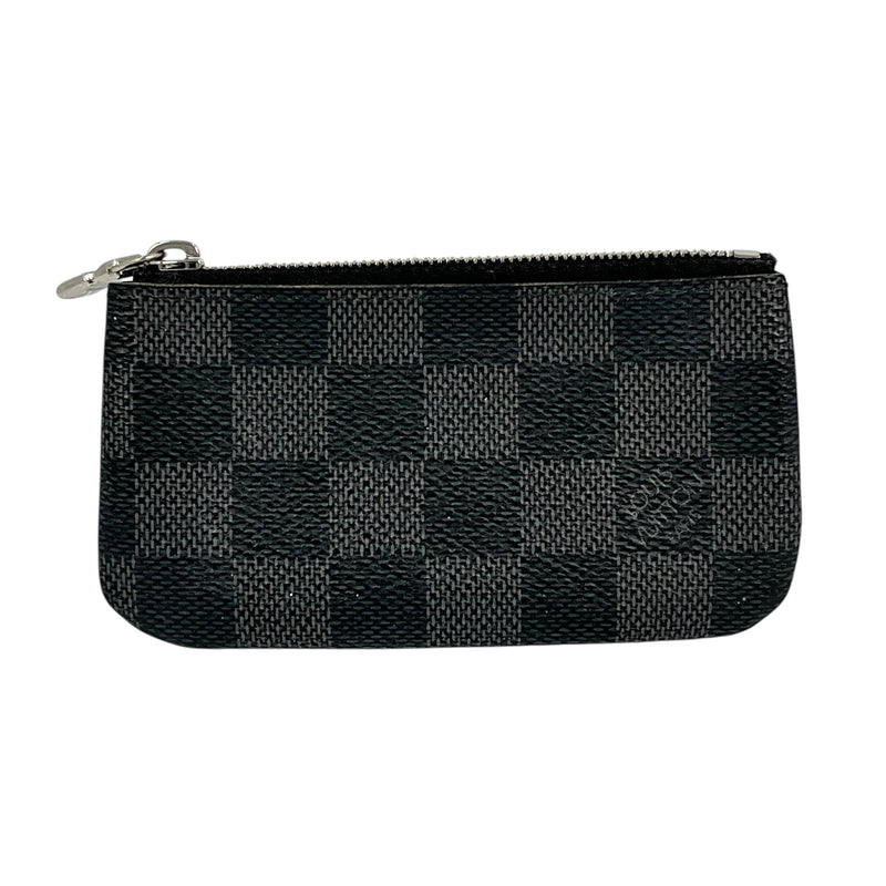 Louis Vuitton Damier Graphite Pochette Clé Coin Case with Key Ring - Black 