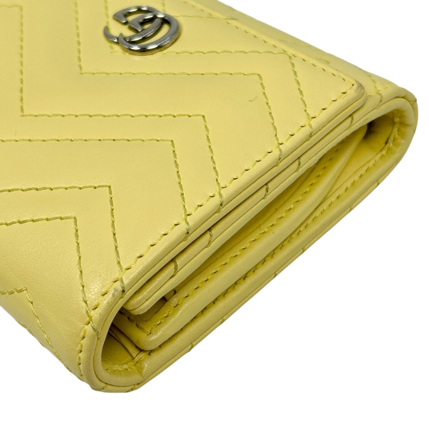 GUCCI GG Marmont Leather Bi-fold Compact Wallet - Yellow 
