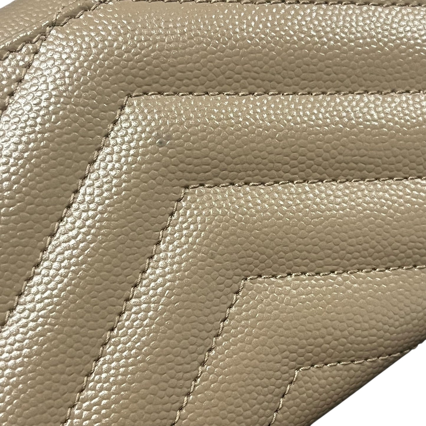 Saint Laurent Cassandra Matelasse Card Case Tri-fold Compact Wallet - Beige 