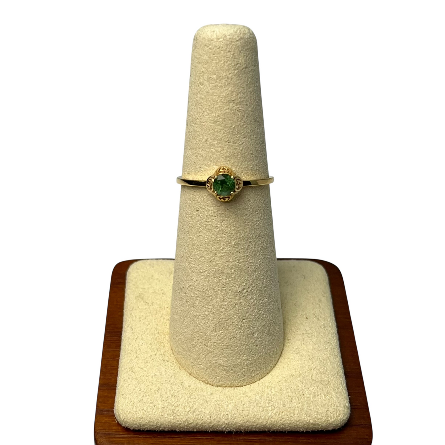 GUCCI Interlocking G Tourmaline Ring Jewelry - 18KYG 