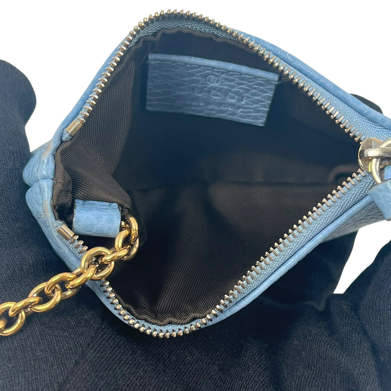 GUCCI Leather Coin Case and Key Case - Blue 