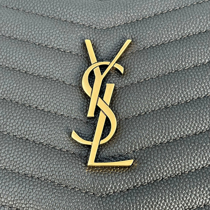 Saint Laurent Lou Mini Shoulder Bag with Chain Wallet - Dark Grey 