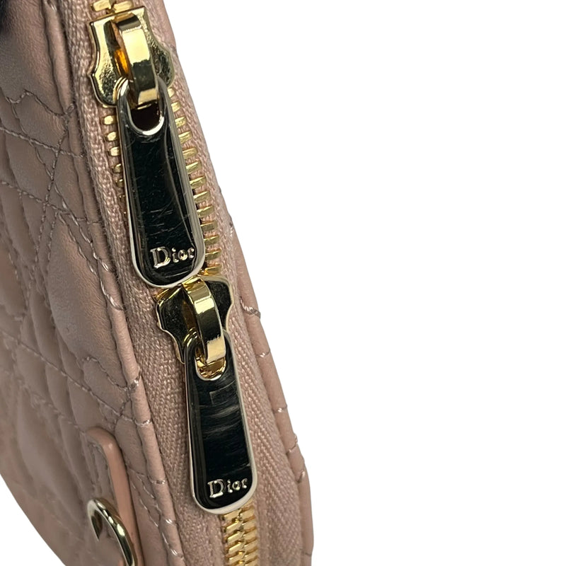 Dior レディディオール コールイン フォンケース カナージュ ラムスキン ショルダーバッグ - ピンク