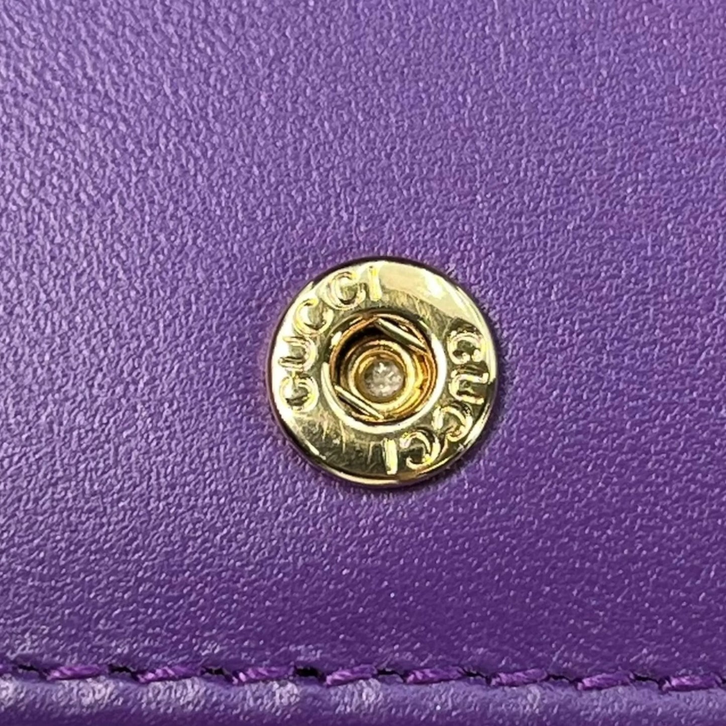 GUCCI Guccissima Leather Card Case - Purple 