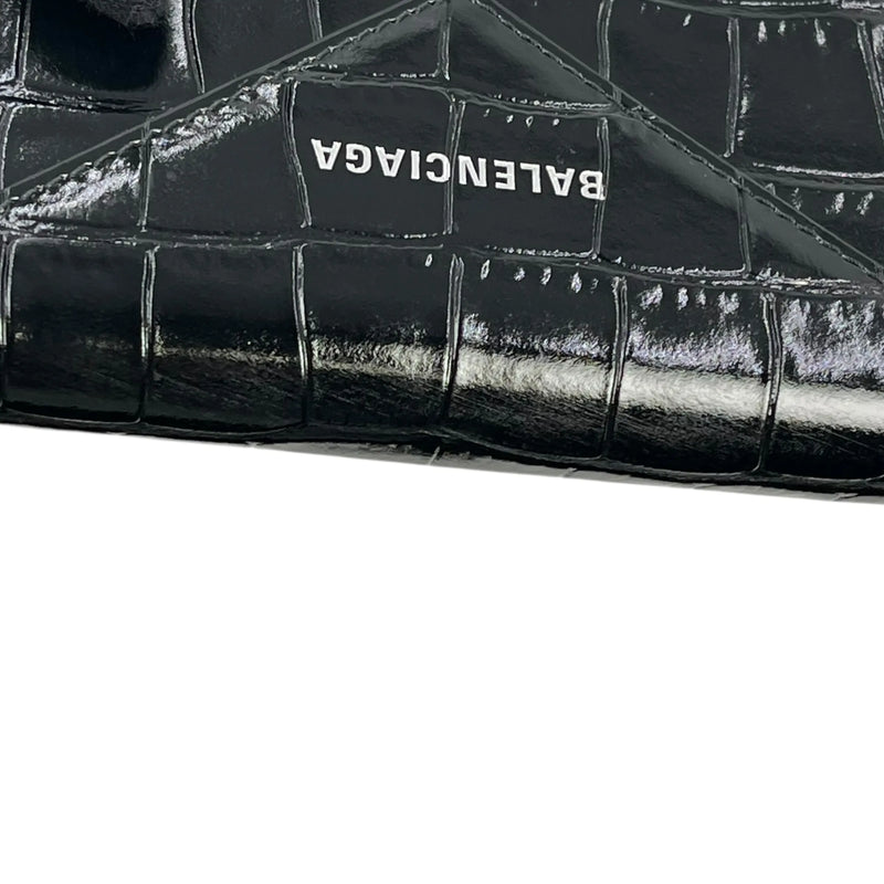 BALENCIAGA Crocodile Paper Card Case - Black 