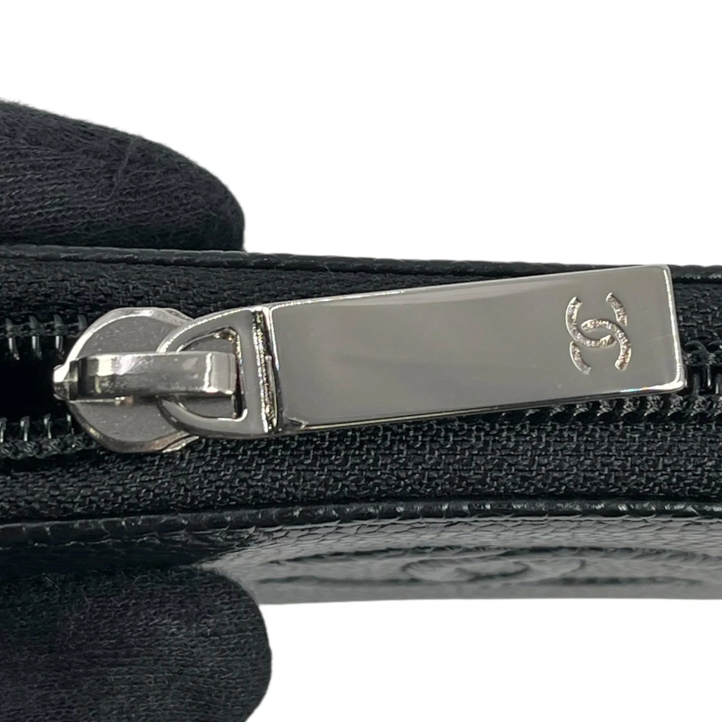 CHANEL CCロゴ キャビアスキン ジッピー カードケース コインケース - ブラック