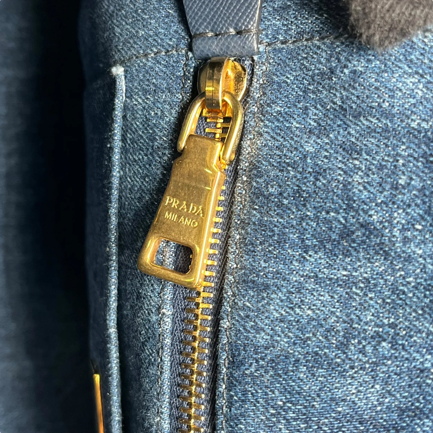 Prada Canapa Denim Tote Bag/Handbag - Blue 