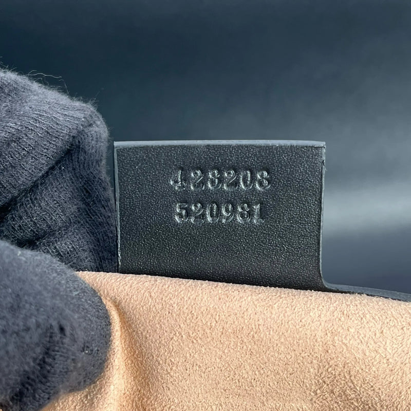 GUCCI Guccissima Padlock Top Handle Leather Hand Bag - Black 